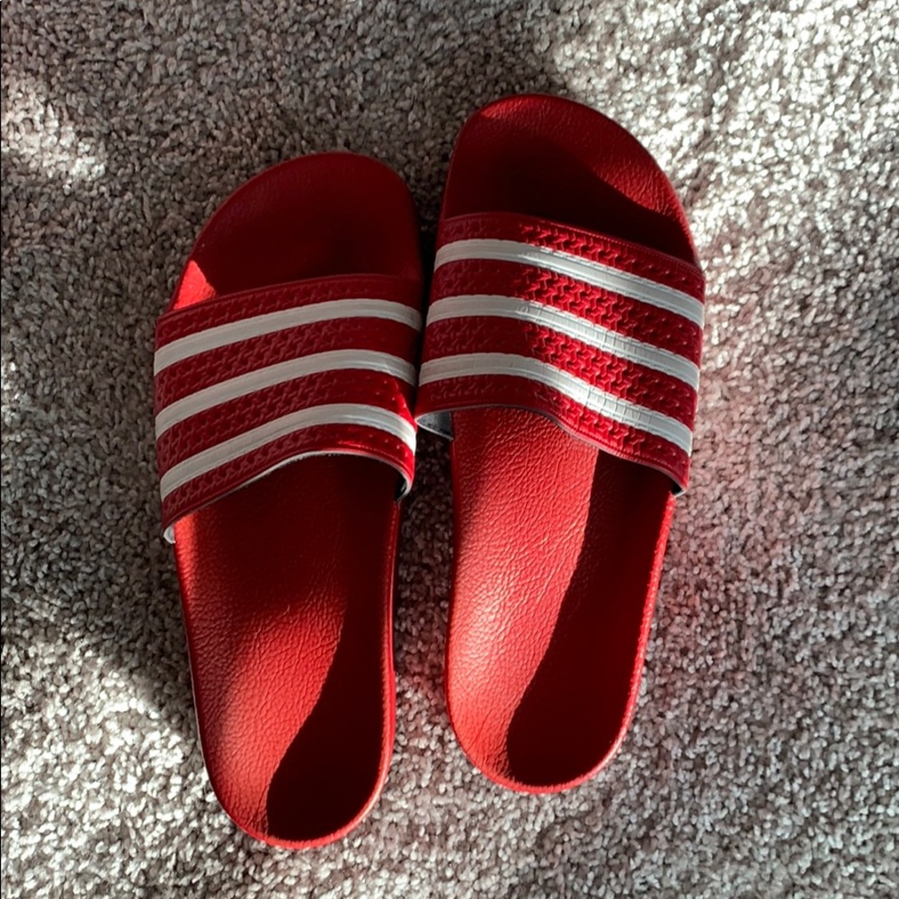 Adidas red Slides